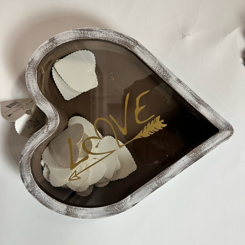 Heart-Shaped Wooden Box with Gold Love Design - Picture 8 of 8